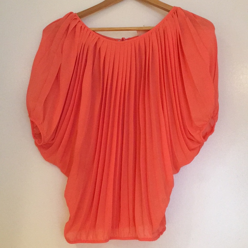 Coral crinkle blouse